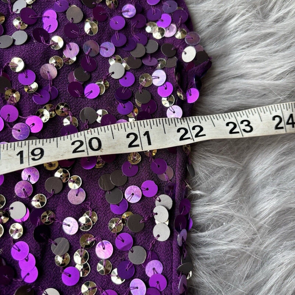 Ludi Tank Top Sz S Cap Sleeve Purple Sequins Shiny Party Dance Glitzy Colorful - Picture 6 of 8